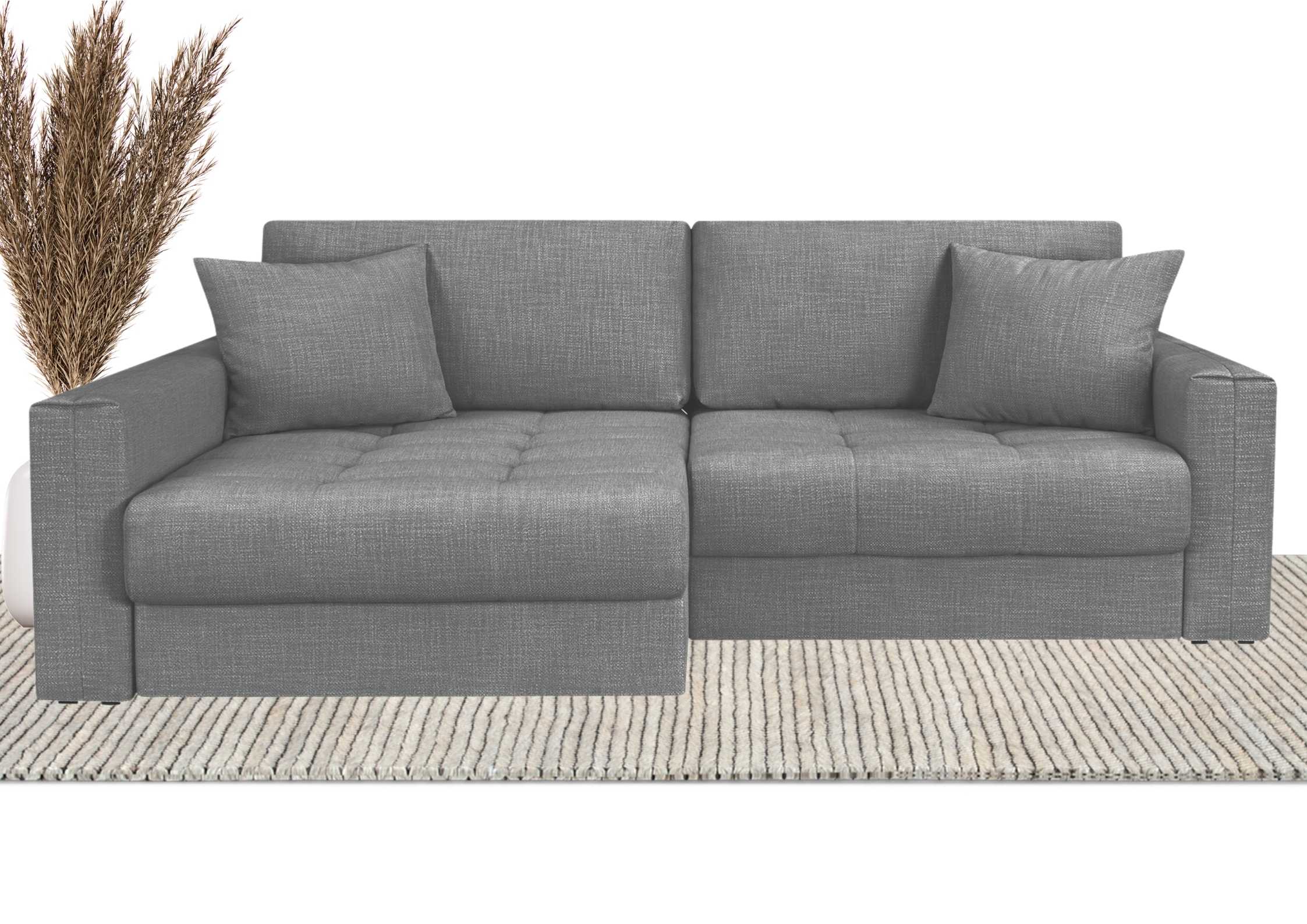 Szary narożnik modułowy z pikowanym siedziskiem